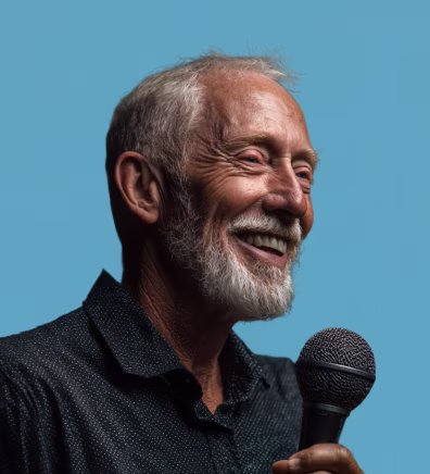 Man speaking into microphone